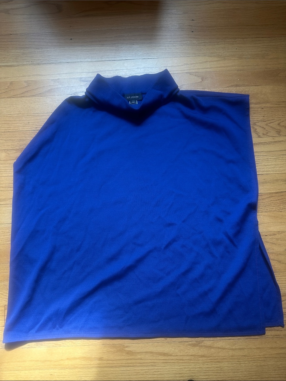 St. John Cobalt Blue Knit Mock Neck Cape